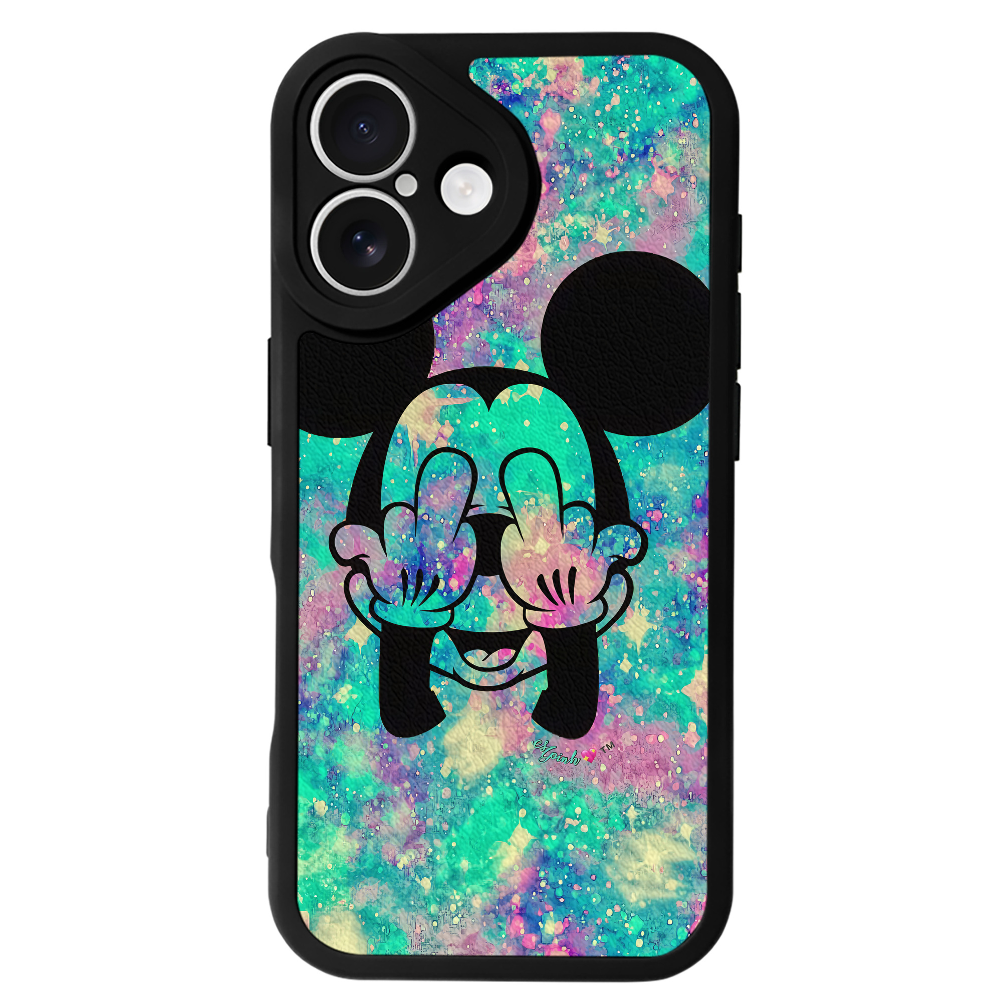 （画像用） ミッキーマウス Mickey Mouse 【iPhone 16シリーズ対応】シリコンスマホケース（レザー調） 材質：シリコン